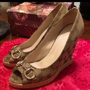Gucci monogram wedges 38 $920
